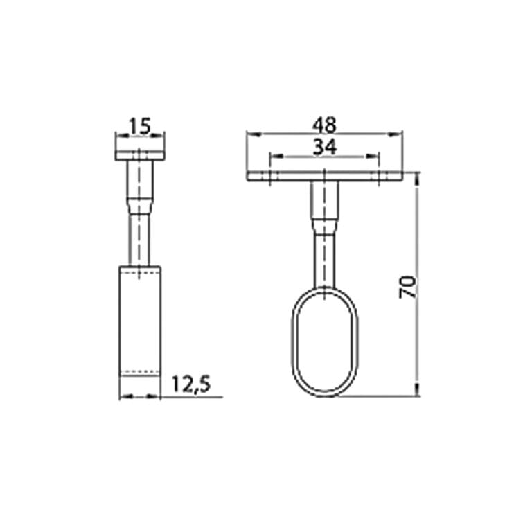 Suport bara haine oval intermediar L71mm
